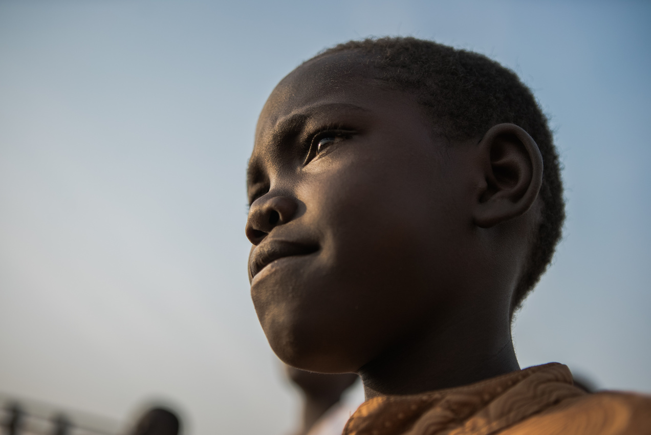 African Child Refugee Portrait in Black and White